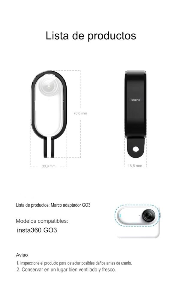 Cubierta Protectora con Adaptador de Dos Garras para Insta360 GO3 - Marco de Protección Ligero y Portátil - Imagen 7