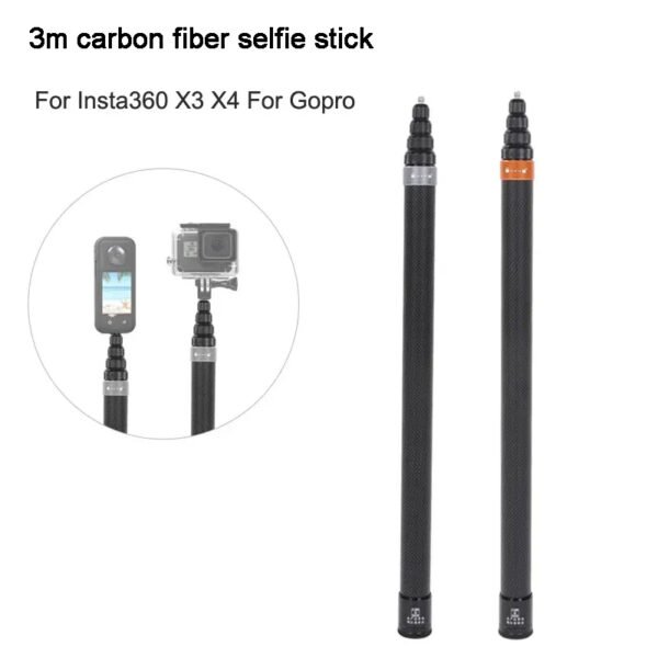 Palo Selfie Extensible de Fibra de Carbono - 3 metros Color Acero Cromado - Imagen 6